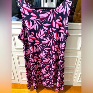 Columbia Pink and Purple Leaf Print Pool / Beach dress Red